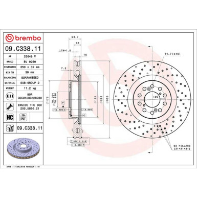 86 481 066 Bremsscheibe VA | HONDA Civic 12 | 09.C338.11