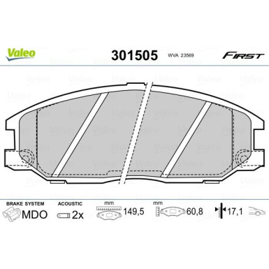 VALEO Bremsbeläge | 301505