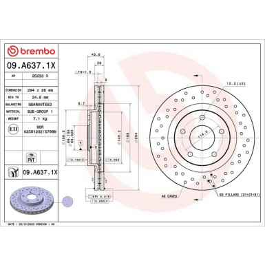 BREMBO Bremsscheibe 09.A637.1X XTRA LINE - Xtra