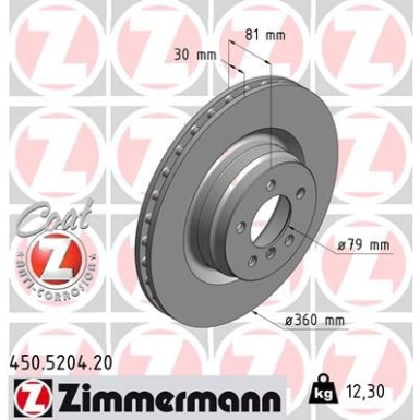 ZIMMERMANN Bremsscheibe 450.5204.20 Coat Z