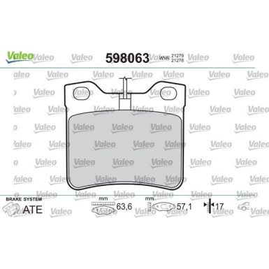 VALEO Bremsbeläge 598063