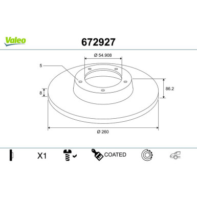 VALEO Bremsscheibe 672927 COATED