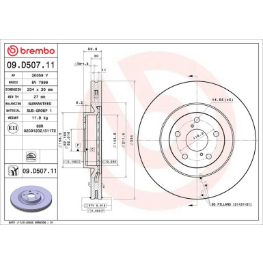 Bremsscheibe VA LEXUS GS, IS, RC 05 PRIME LINE - UV Coated 09.D507.11