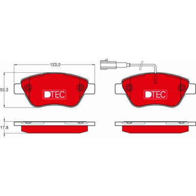 Bremsbelagsatz Fiat P. 500/Linea/Punto/Qubo 1.2-1.4 05-Dtec Cotec | GDB1654DTE