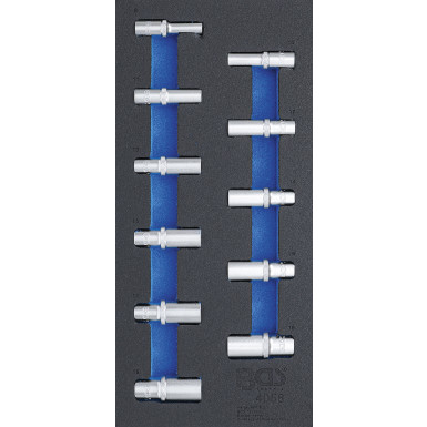 BGS Werkstattwageneinlage 1/3: Steckschlüssel-Einsätze Sechskant | 10 mm (3/8"""") | 8 - 19 mm | tief | 11-tlg | 4058