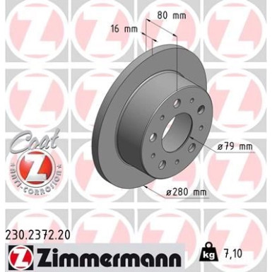ZIMMERMANN Bremsscheibe | 230.2372.20