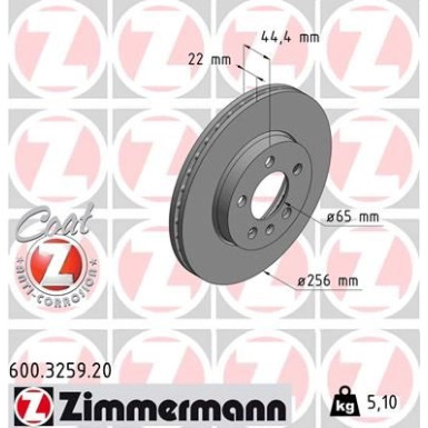 ZIMMERMANN Bremsscheibe 600.3259.20 Coat Z