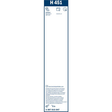 BOSCH | Heckscheibenwischer H451 | Ranger Rover 02-12 | 3397015047 BOSCH | Heckscheibenwischer H451 | Ranger Rover 02-12 | 3397015047