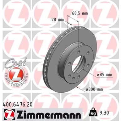 ZIMMERMANN Bremsscheibe | 400.6476.20