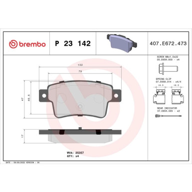 BREMBO Bremsklötze HA | FIAT PUNTO 09 | P 23 142