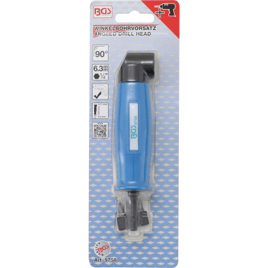 BGS Winkelbohrvorsatz | Antrieb Außensechskant 6,3 mm (1/4"""") / Abtrieb Innensechskant 6,3 mm (1/4"""") | 4-tlg | 9758