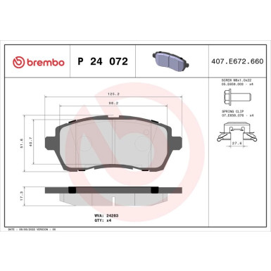 BREMBO Bremsklötze VA | FORD Fiesta 08 | P 24 072