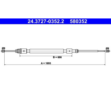 ATE Handbremsseil Seilzug Festellbremse 24.3727-0352.2