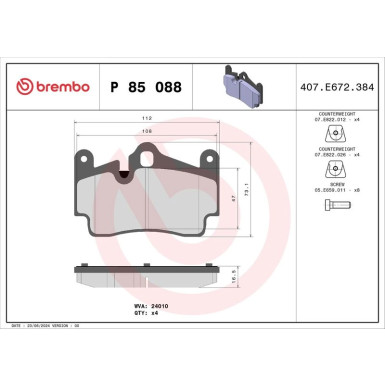BREMBO Bremsklötze HA AUDI Q7 PORSCHE Cayenne 02-16 PRIME LINE P 85 088