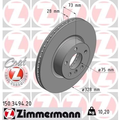ZIMMERMANN Bremsscheibe 150.3494.20 Coat Z
