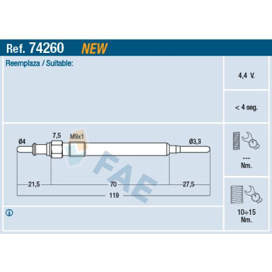FAE Glühkerze 74260