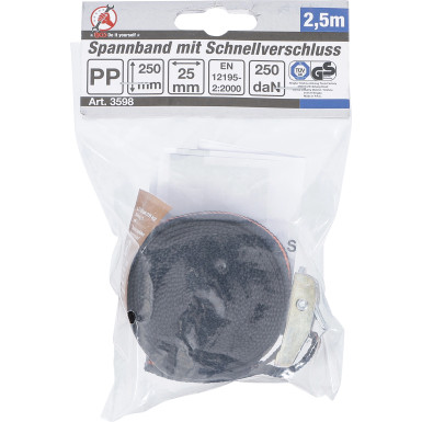 BGS Spannband mit Schnellverschluss 2,5 m x 25 mm BGS Do it yourself 3598