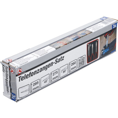 BGS Telefonzangen-Satz | gerade / gebogen | 260 - 285 mm | 3-tlg | 415