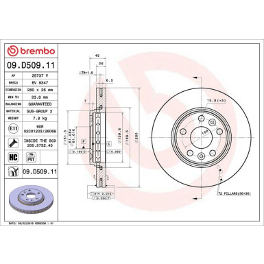 Bremsscheibe HA | RENAULT Kangoo 08 | 09.D509.11