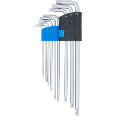 BGS Winkelschlüssel-Satz | extra lang | T-Profil (für Torx) mit Kugelkopf T10 - T50 mm | 9-tlg | 819