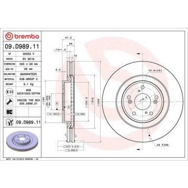Bremsscheibe VA HONDA CR-V 16 PRIME LINE - UV Coated 09.D989.11