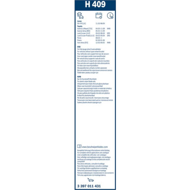 BOSCH | Wischerblatt H409 | TOYOTA Avensis | 3397011431
