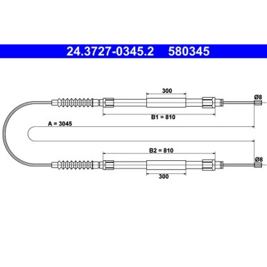ATE Handbremsseil Seilzug Festellbremse 24.3727-0345.2