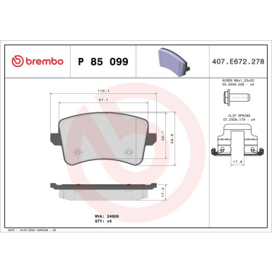BREMBO Bremsklötze HA AUDI A4, A5, Q5 07-17 PRIME LINE P 85 099