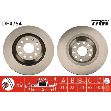 Bremsscheibe Vw T. Golf 5 | DF4754