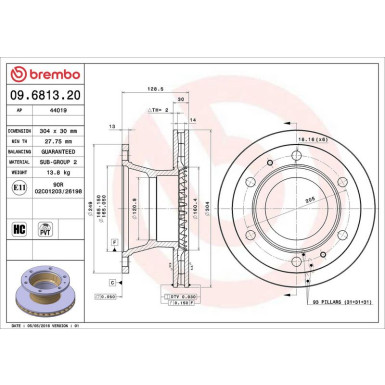 BREMBO Bremsscheibe 09.6813.20 PRIME LINE