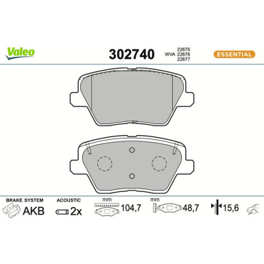 VALEO Bremsbeläge 302740