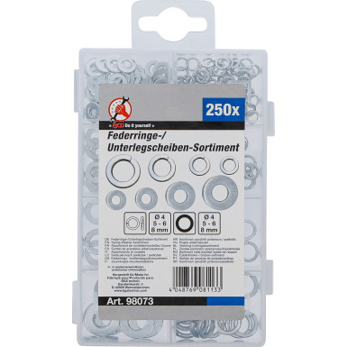 BGS Federringe- / Unterlegscheiben-Sortiment Ø 4 - 8 mm 250-tlg BGS Do it yourself 98073