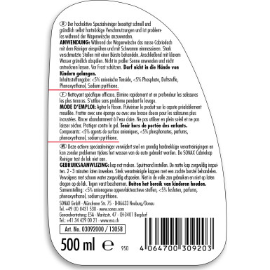 SONAX | Cabrioverdeckreiniger 500ml | 03092000