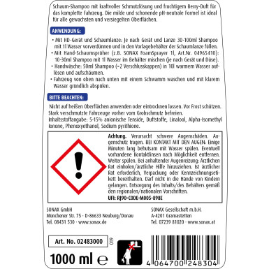 Sonax Xtreme RichFoam Shampoo 1L XTREME RichFoam Shampoo 02483000