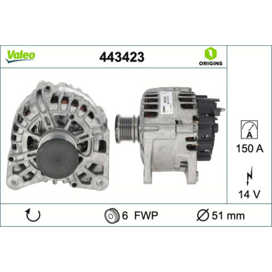 VALEO Generator 443423 VALEO ORIGINS