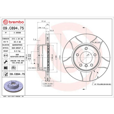 BREMBO Bremsscheibe 09.C894.75 XTRA LINE - Max