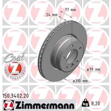ZIMMERMANN Bremsscheibe 150.3402.20 Coat Z