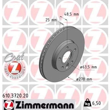 ZIMMERMANN Bremsscheibe | 610.3720.20