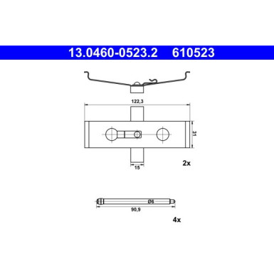 ATE Zubehörsatz, Scheibenbremsbelag 13.0460-0523.2