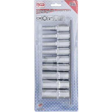 BGS Steckschlüssel-Einsatz-Satz E-Profil, tief | Antrieb Innenvierkant 12,5 mm (1/2"""") | SW E10 - E24 | 9-tlg | 2026