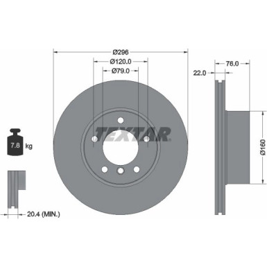 Bremsscheibe Bmw S. 5 (E39) 2.0-3.5 11/95-05/04 | 92075005