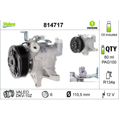 KOMPRESSOR, KLIMAANLAGE Valeo Origins New OE TECHNOLOGIE VAL814717