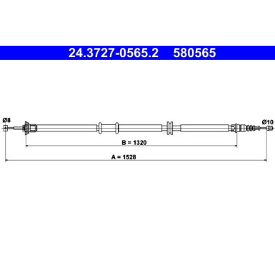 ATE Handbremsseil Seilzug Festellbremse 24.3727-0565.2 ATE Handbremsseil Seilzug Festellbremse 24.3727-0565.2