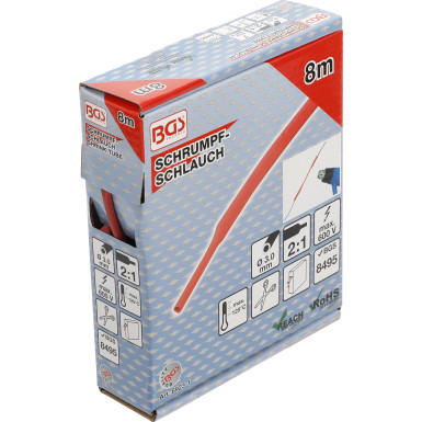 BGS Schrumpfschlauch-Box | rot | Ø 3 mm | 8 m | 6923-1