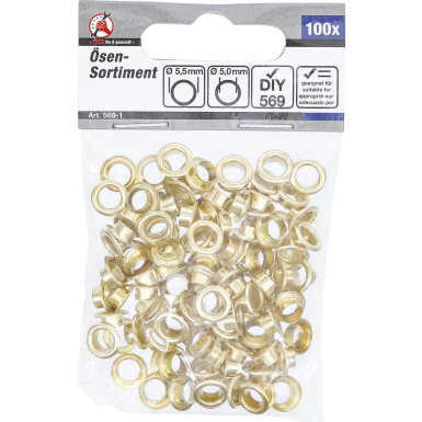 BGS Ösen-Sortiment 5,0 x 5,5 mm 100-tlg BGS Do it yourself 569-1