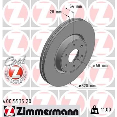 ZIMMERMANN Bremsscheibe 400.5535.20 Coat Z