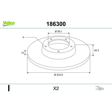 VALEO Bremsscheibe 186300 VALEO Bremsscheibe 186300