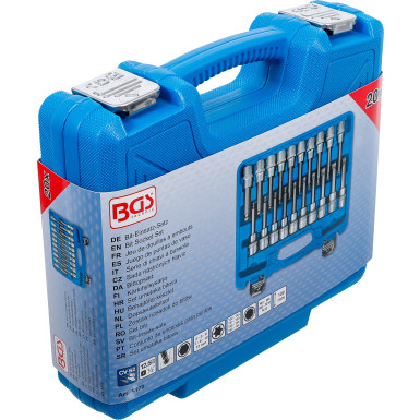 BGS Bit-Einsatz-Satz | Antrieb Innenvierkant 12,5 mm (1/2"""") | Innensechskant, T-Profil (für Torx), Innenvielzahn (für XZN) mit Kugelkopf | 20-tlg | 5170