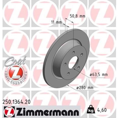 ZIMMERMANN Bremsscheibe | 250.1364.20