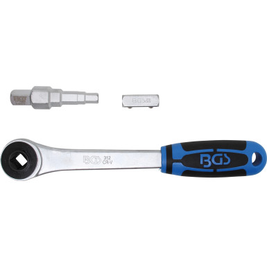 BGS Durchsteckknarre mit Adapter und Stufenschlüssel | Abtrieb Innenvierkant 12,5 mm (1/2"""") | 314